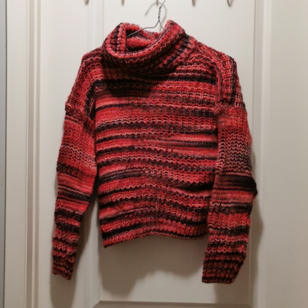 Elsamanda made in Itlay Striped‎ Turtleneck Sweater in Pink and Purple